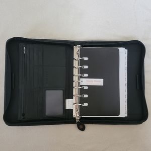 NWT! DAYTIMER Avalon - Black Full Zip Around Planner Agenda Wallet 7 Ring Binder